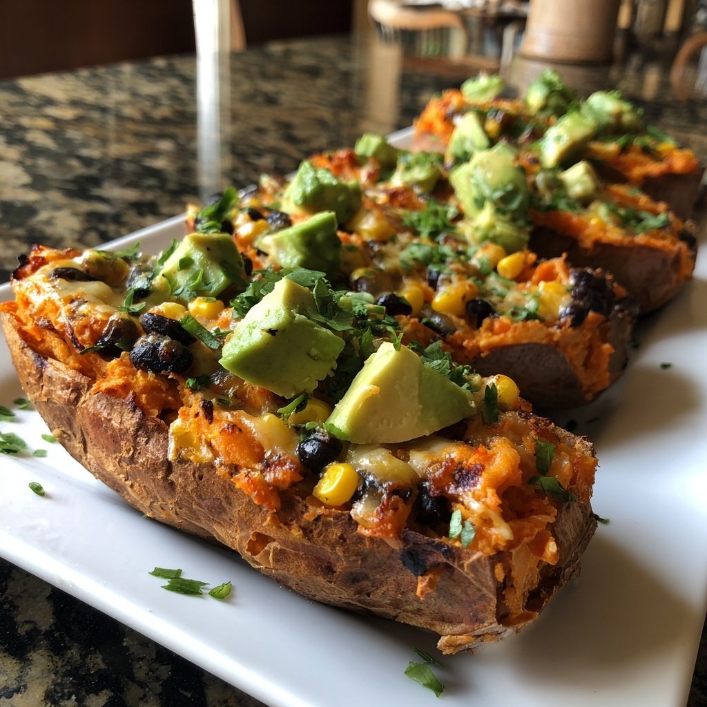 Baked Sweet Potato Veggie Boats