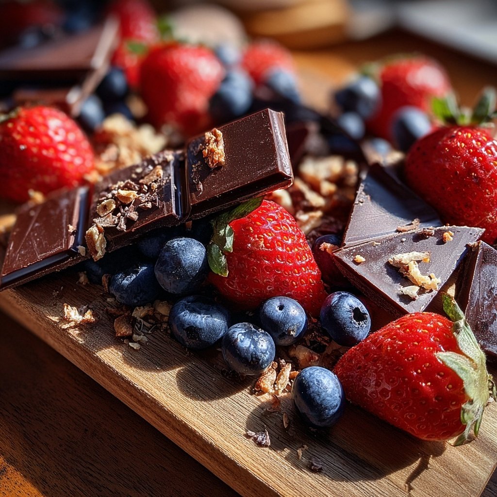 Valentines Charcuterie Board with Chocolate and Berries