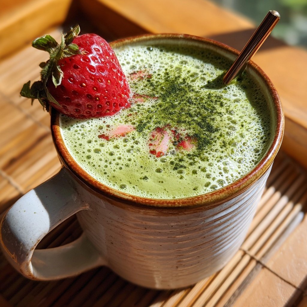 Strawberry Matcha Latte With Milk