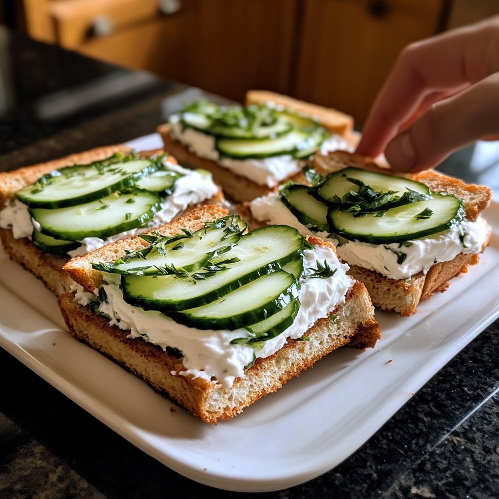 Light Cucumber Cream Cheese Sandwich Lunch