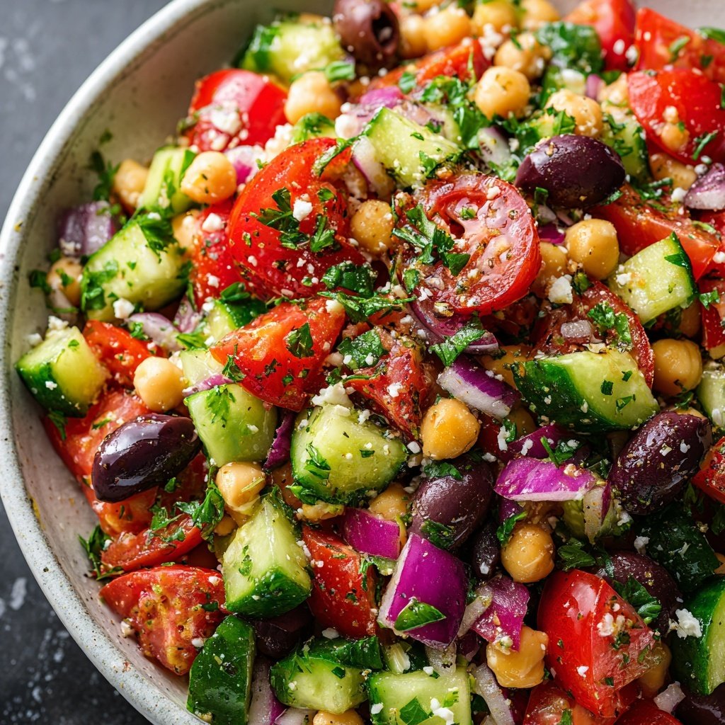 Greek Chickpea Salad With Lemon Dressing