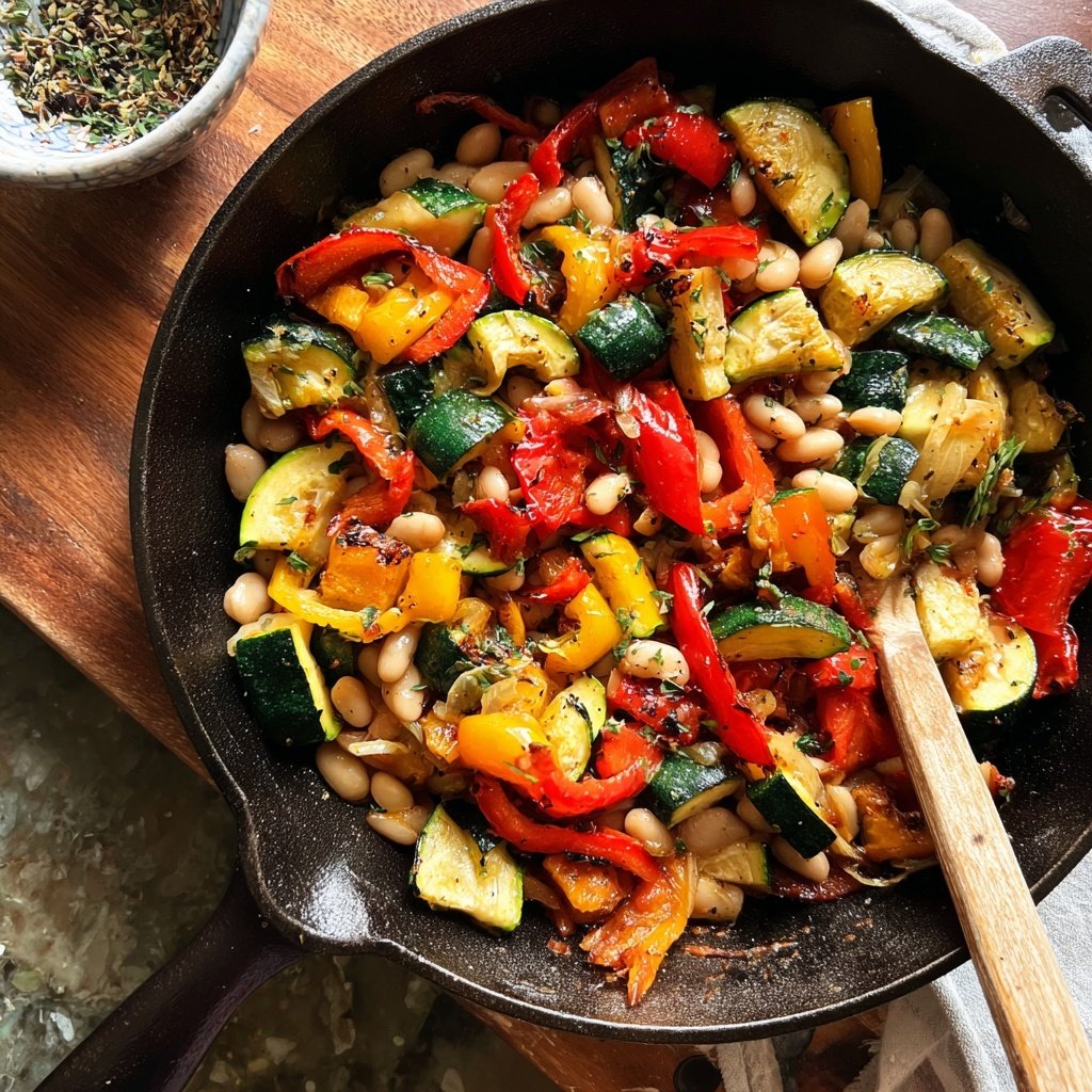 Roasted Veggie White Bean Skillet