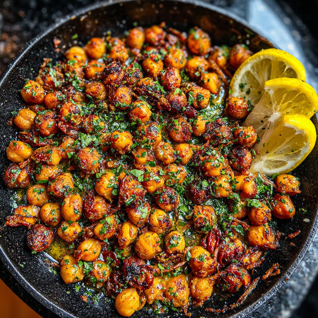 Roasted Lemon Garlic Chickpea Skillet