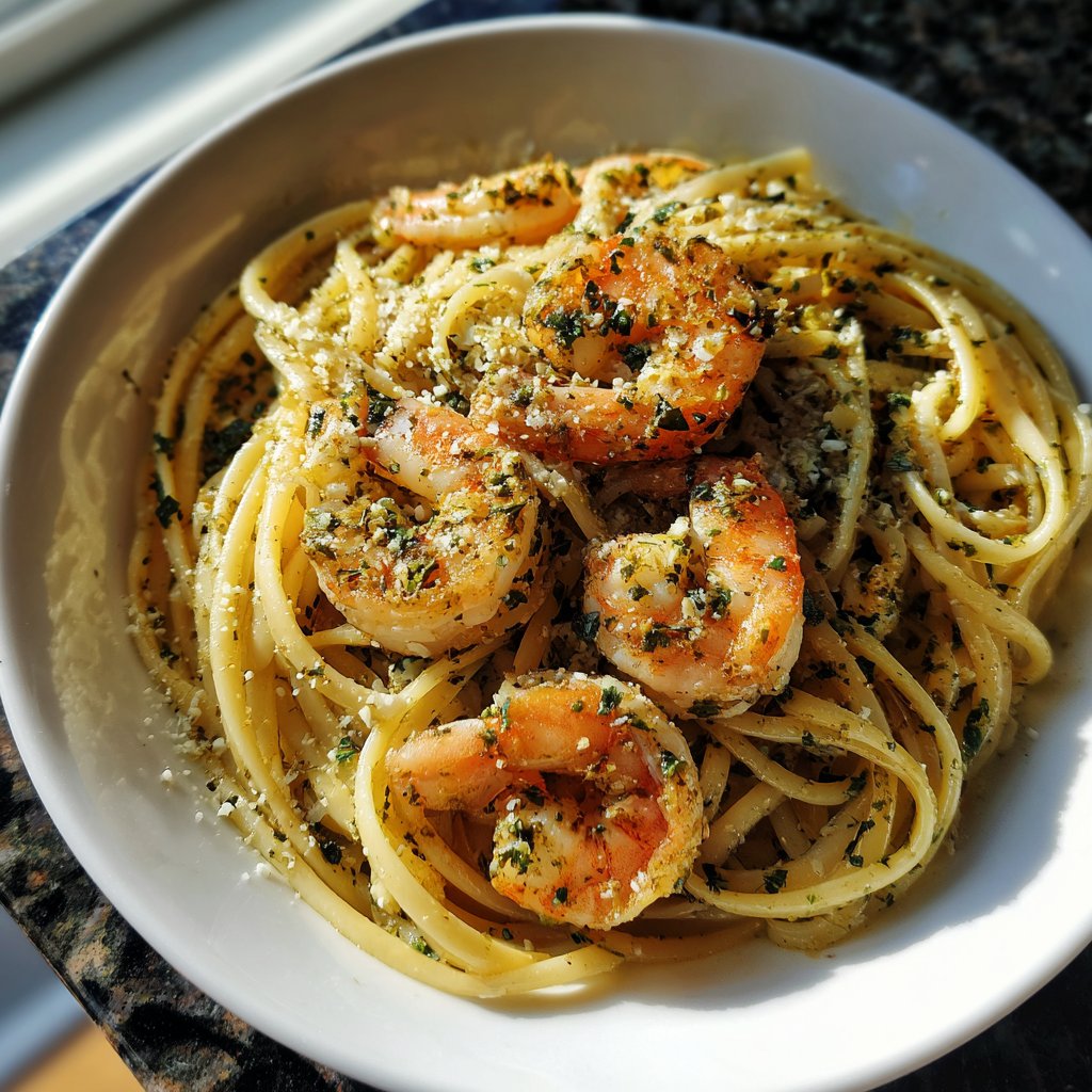 Rosemary Garlic Shrimp Linguine
