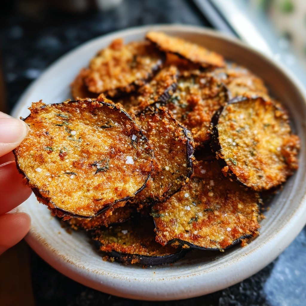 Crispy Eggplant Garlic Chips