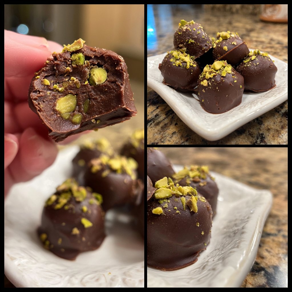 Chocolate Pistachio Fudge Bites