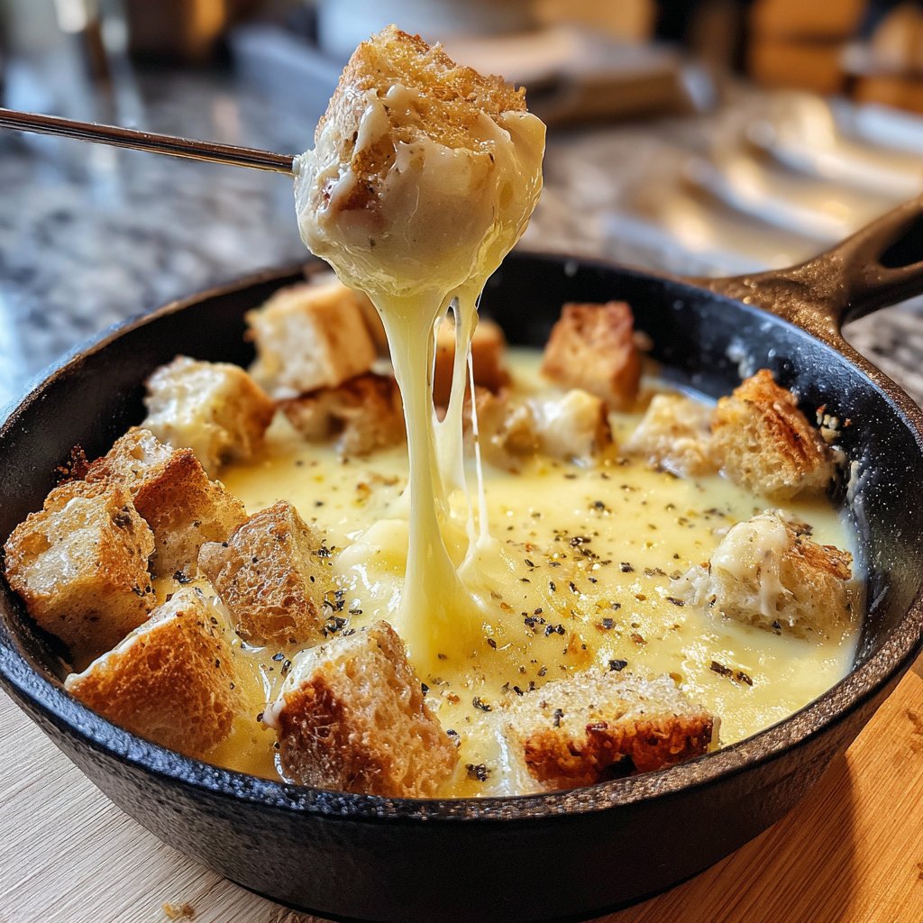 Fondue with Swiss Cheese and Garlic