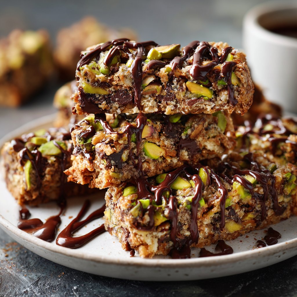 Chocolate Pistachio Snack Squares