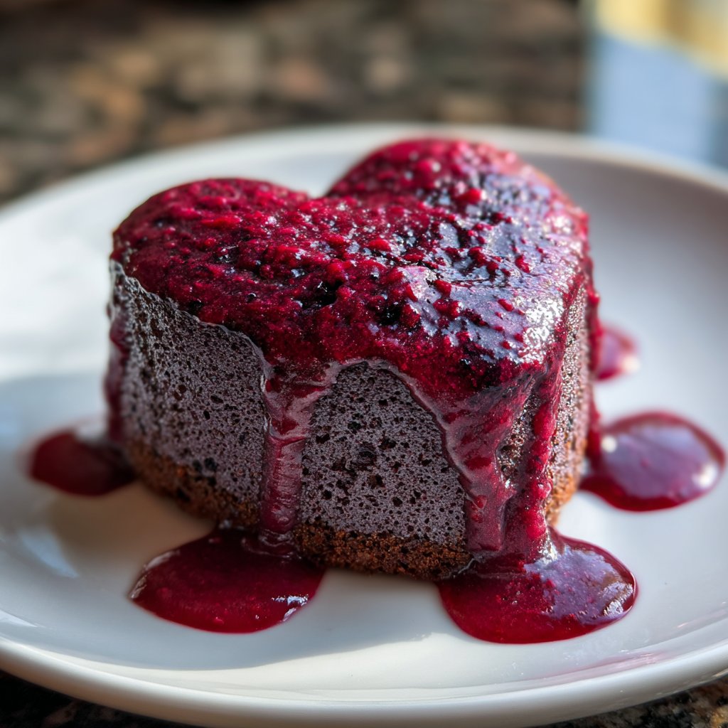 Mini Heart Cake with Berry Glaze