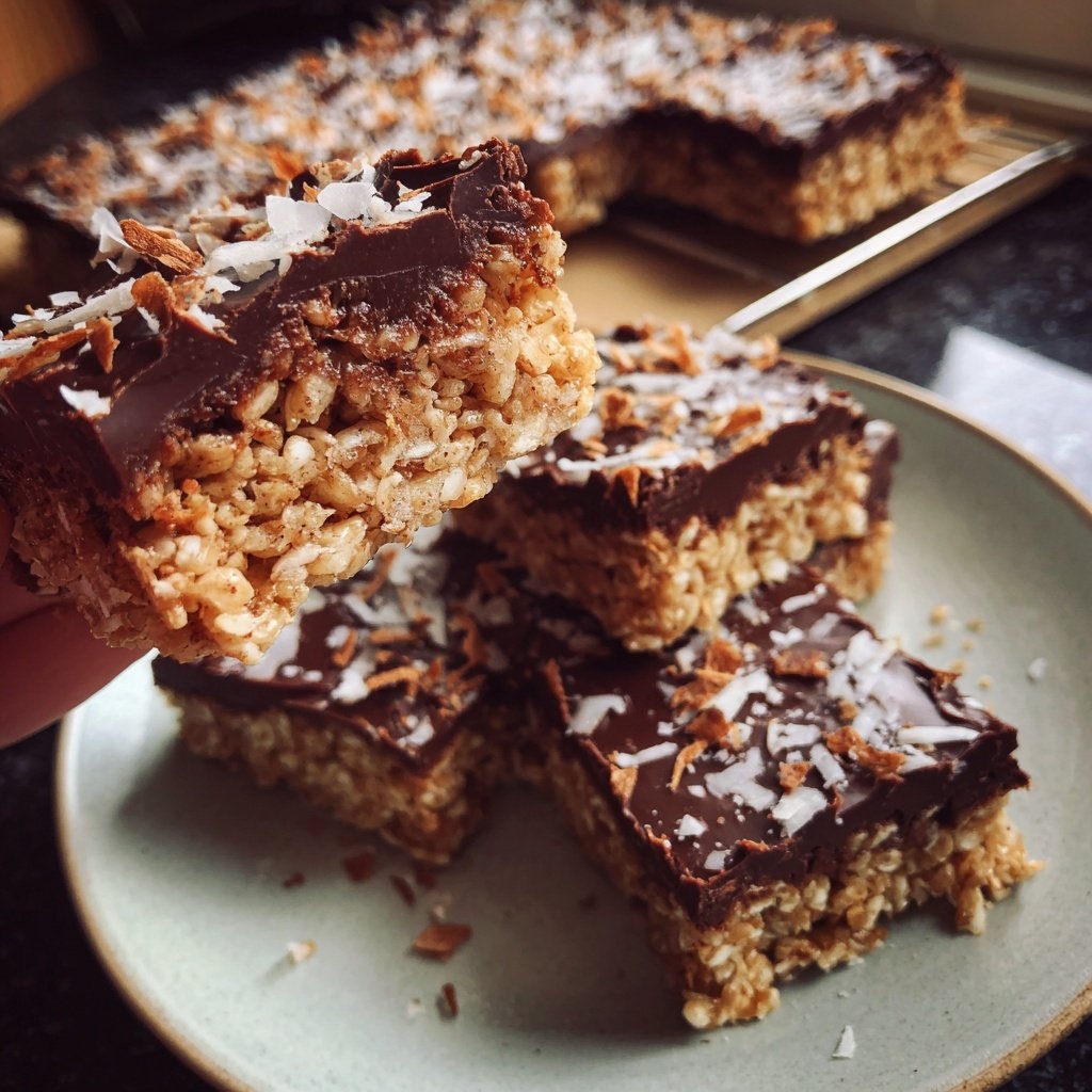 Chocolate Coconut Rice Squares